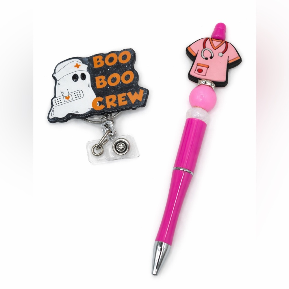 Nurse Beaded Pen & Boo Boo Crew Badge Bundle
